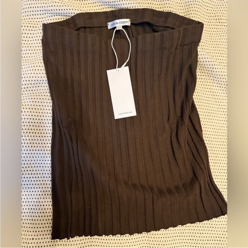 Cotton Citizen Brown Neutral Ribbed Mini Skirt XS NWT